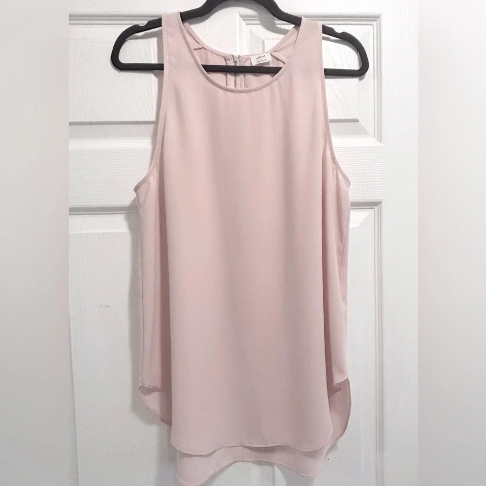 Aritzia Wilfred Sevres Sleeveless Blouse Tank Top Pink Rose Zip Back Size Large - Picture 7 of 12